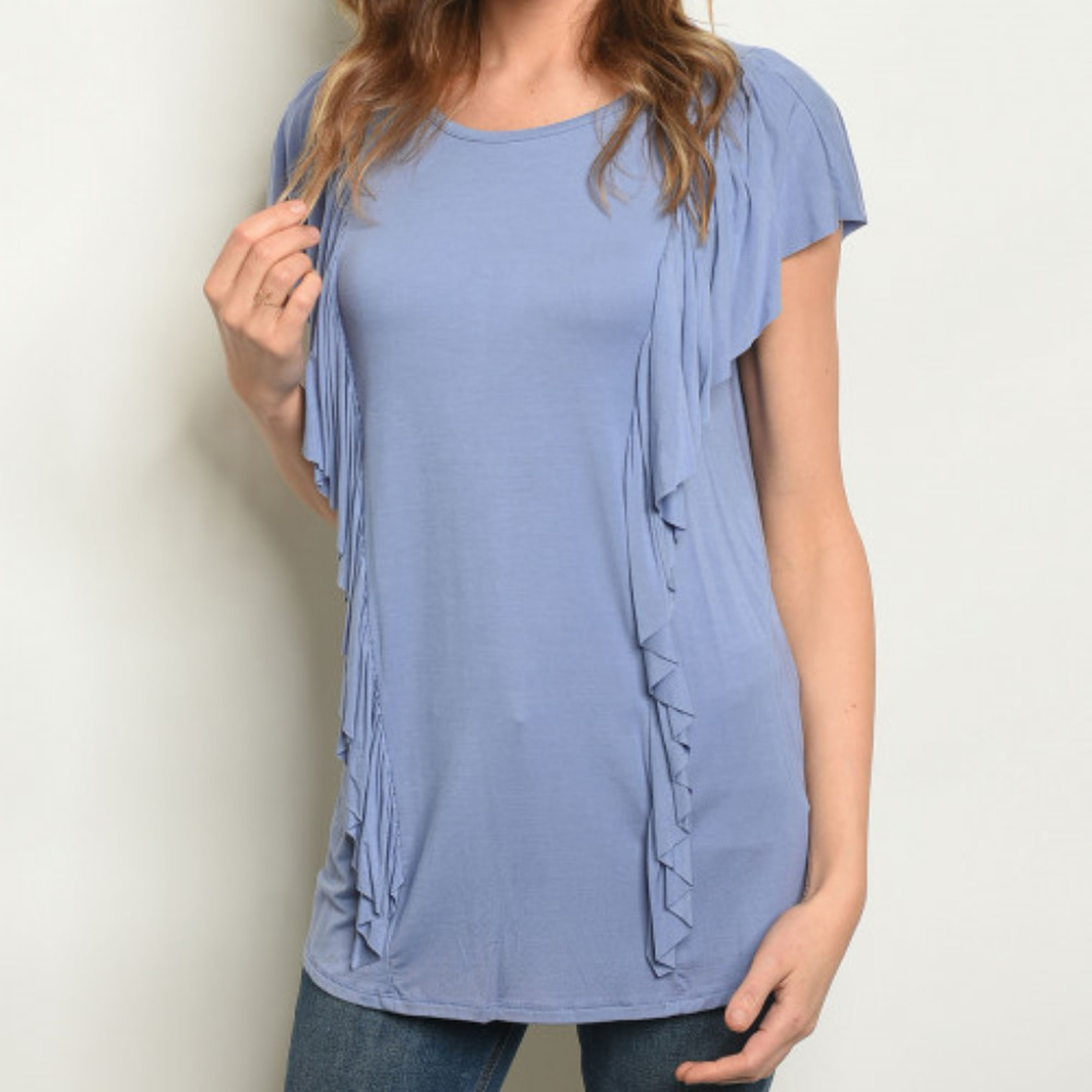 Periwinkle Blue ruffled top